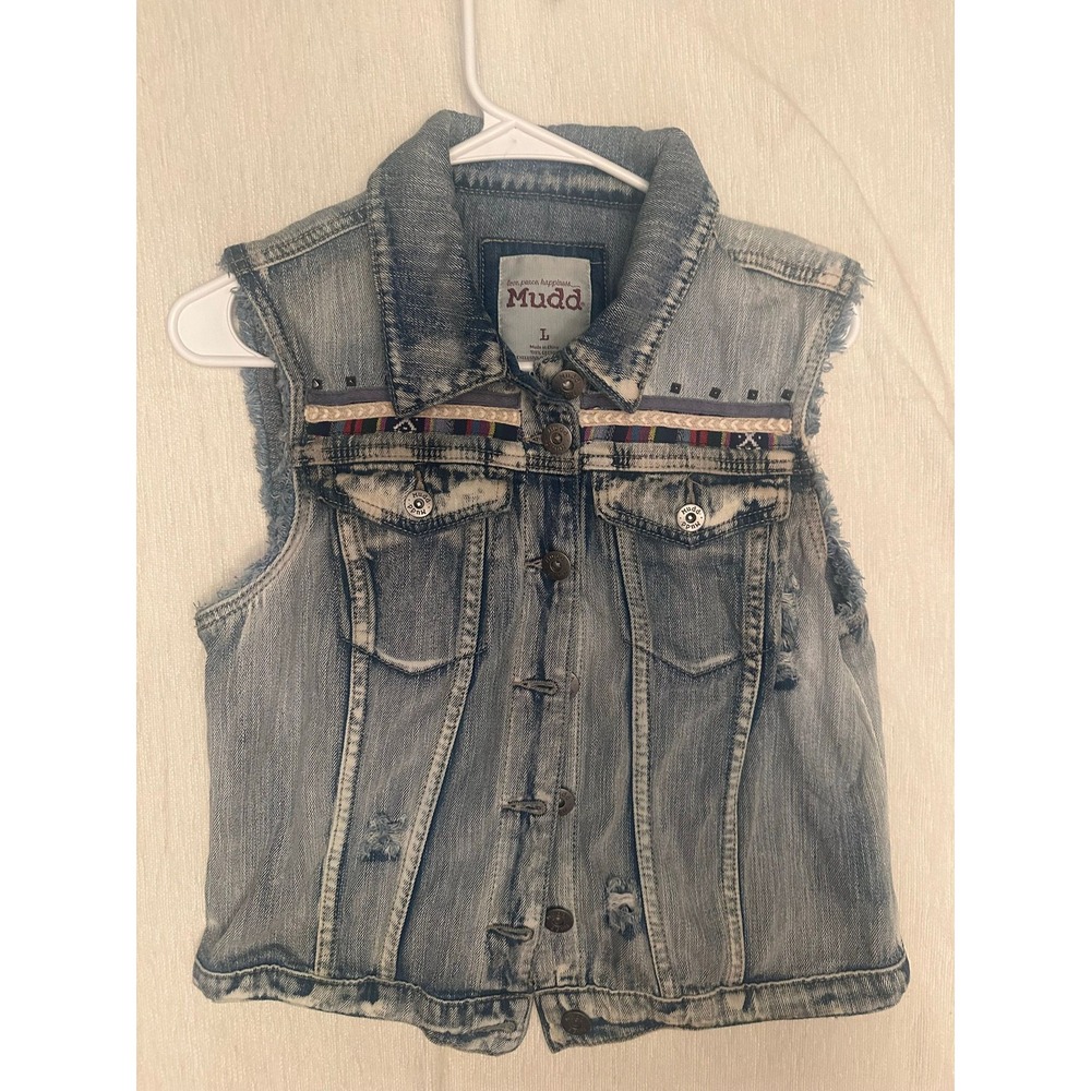 Mud distressed Jean vest Y2K